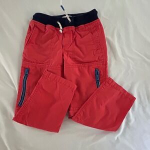 Mini Boden Boys Red Zip Off Convertible Cargo Pants Shorts 5Y 110cm Drawstring